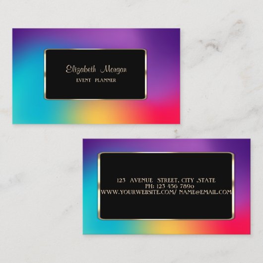 Elegant Luxury Modern Colorful Holographic Visitekaartje (Voorkant / Achterkant)