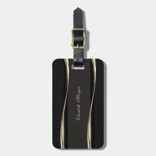 Elegant Luxury Modern, Gold, Black = Bagagelabel (Voorkant verticaal)