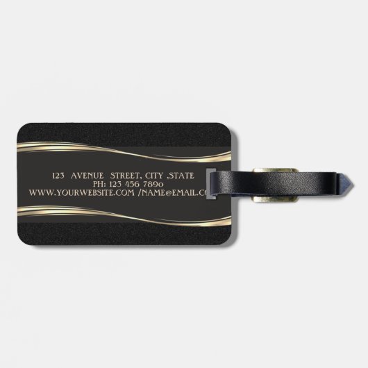 Elegant Luxury Modern, Gold, Black = Bagagelabel (Achterkant horizontaal)