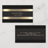 Elegant Luxury Modern, Gold Striped, Black Visitekaartje (Voorkant / Achterkant)