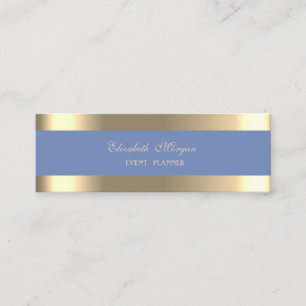 Elegant Luxury Modern, Gold Striped, Blue Mini Visitekaartje