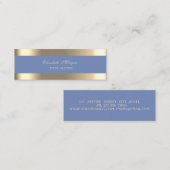 Elegant Luxury Modern, Gold Striped, Blue Mini Visitekaartje (Voorkant / Achterkant)