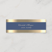 Elegant Luxury Modern, Gold Striped, Navy Blue Mini Visitekaartje (Voorkant)