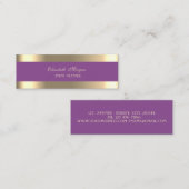 Elegant Luxury Modern, Gold Striped, Violet Mini Visitekaartje (Voorkant / Achterkant)