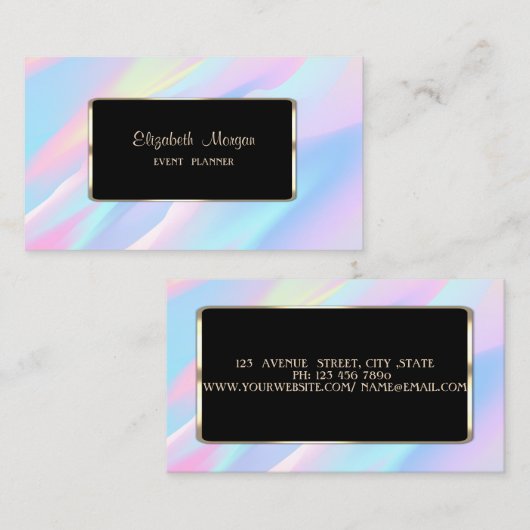 Elegant Luxury Modern Holographic Abstract Visitekaartje (Voorkant / Achterkant)