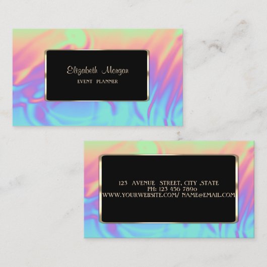Elegant Luxury Modern Ombre Holographic Visitekaartje (Voorkant / Achterkant)