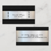 Elegant Luxury Modern, zilver Lijst, zwart Visitekaartje (Voorkant / Achterkant)
