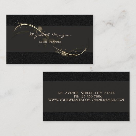 Elegant Luxury Modern, zwart Visitekaartje (Voorkant / Achterkant)