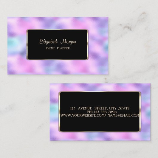 Elegant Luxury Moderne Holographic Iridescent Visitekaartje (Voorkant / Achterkant)