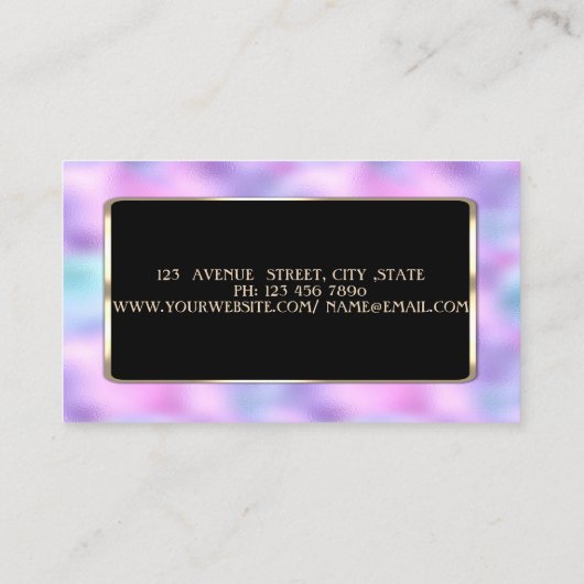 Elegant Luxury Moderne Holographic Iridescent Visitekaartje (Achterkant)