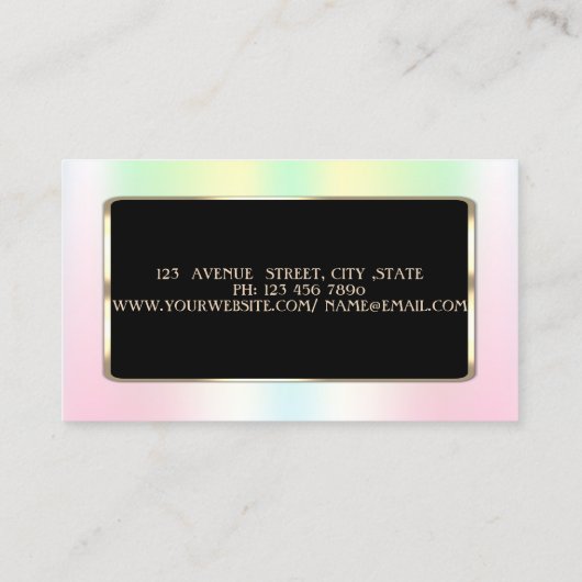 Elegant Luxury Moderne Holographic Iridescent Visitekaartje (Achterkant)