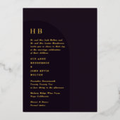 Elegant Luxury Monogram Dark Boho Floral Arch Folie Uitnodiging (Voorkant)