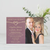 Elegant Luxury Paars Gold Confetti Wedding Foto Kaart (Staand voorkant)