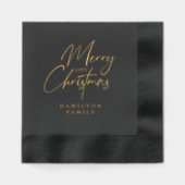 Elegant Luxury Personalized Merry Christmas Script Folie Servetten (Voorkant)