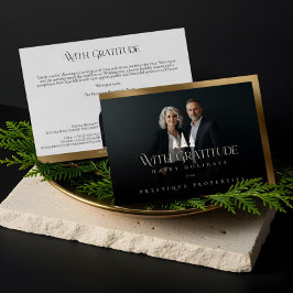 Elegant Luxury Real Estate Modern Gold Black Happy Feestdagenkaart