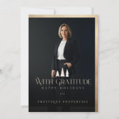 Elegant Luxury Real Estate Modern Gold Black Happy Feestdagenkaart (Voorkant)