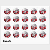 Elegant Luxury Red and Silver Hearts Valentijns Ronde Sticker (Vel)