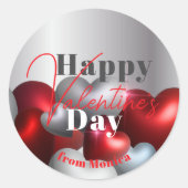 Elegant Luxury Red and Silver Hearts Valentijns Ronde Sticker (Voorkant)