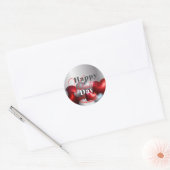 Elegant Luxury Red and Silver Hearts Valentijns Ronde Sticker (Envelop)