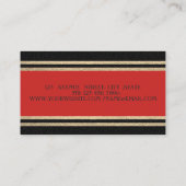 Elegant Luxury, Red, Faux Gold Glittery Stripes Visitekaartje (Achterkant)