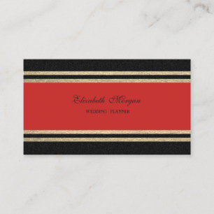 Elegant Luxury, Red, Faux Gold Glittery Stripes Visitekaartje
