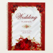 Elegant Luxury Red Gold Floral Wedding Planner (Voorkant)