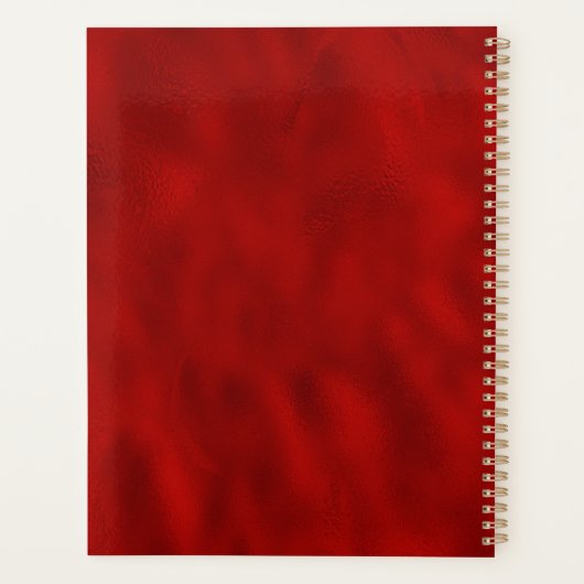 Elegant Luxury Red Gold Floral Wedding Planner (Achterkant)