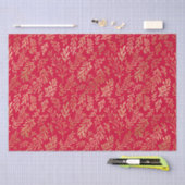 Elegant Luxury Red Gold Leaf Pattern Tissuepapier (Craft)