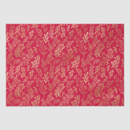Elegant Luxury Red Gold Leaf Pattern Tissuepapier