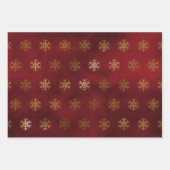 Elegant Luxury Red Gold Snowflakes Inpakpapier Vel (Voorkant 3)