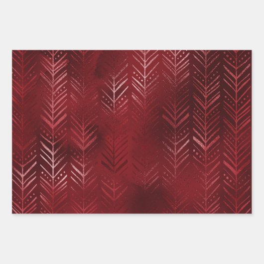 Elegant Luxury Red Gold Snowflakes Inpakpapier Vel (Voorkant 2)