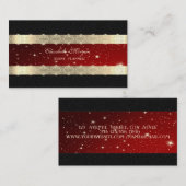 Elegant Luxury Red, Gold Striped, Lace, Black Visitekaartje (Voorkant / Achterkant)