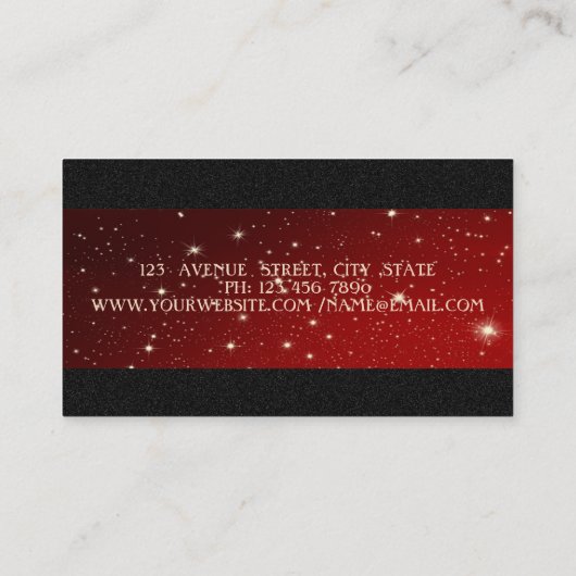 Elegant Luxury Red, Gold Striped, Lace, Black Visitekaartje (Achterkant)