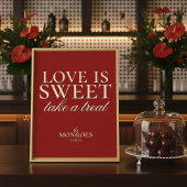 Elegant Luxury Red Love is Sweet Wedding Dessert Poster