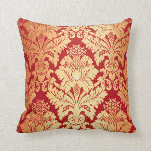 Elegant Luxury Retro Red Gold Damask Patroon Kussen