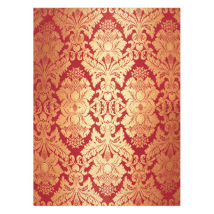 Elegant Luxury Retro Red Gold Damask Patroon Tafelkleed