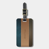 Elegant Luxury, Retro, Stripe Green Leather Bagagelabel (Voorkant verticaal)