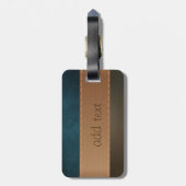 Elegant Luxury, Retro, Stripe Green Leather Bagagelabel (Achterkant verticaal)