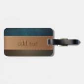 Elegant Luxury, Retro, Stripe Green Leather Bagagelabel (Achterkant horizontaal)