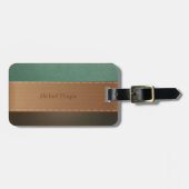 Elegant Luxury, Retro, Striped, Leathe look Bagagelabel