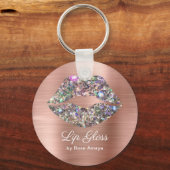 Elegant Luxury Roos Gold en Glitter Lip Gloss Art Sleutelhanger (Voorkant)