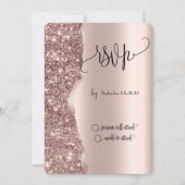 Elegant Luxury Roos Gold Glitter RSVP Kaart (Voorkant)