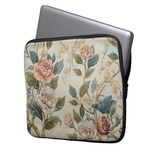 Elegant Luxury Roses Pattern Throw Pillow  Laptop Sleeve (Voorkant Links)