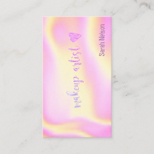 Elegant Luxury Roze Sweet Holograf Business Car Visitekaartje (Voorkant)