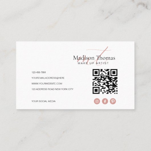 Elegant Luxury Rust Palettes Monogram Qr Code Visitekaartje (Achterkant)