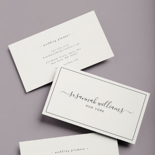 Elegant Luxury Script Calligraphy Black Ivory Visitekaartje