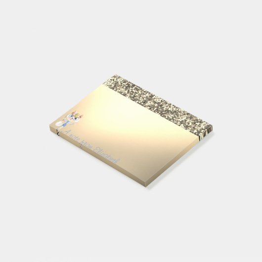 Elegant Luxury Shiny Gold Glitter, Kat Post-it® Notes (Schuin)