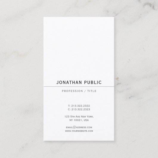 Elegant Luxury Signature UV Gloss Paper Vertical Visitekaartje (Voorkant)