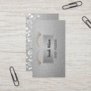 Elegant Luxury Silver Faux Lashes Visitekaartje