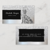 Elegant Luxury Silver Glitter Bokeh Ombre, Dress Visitekaartje (Voorkant / Achterkant)